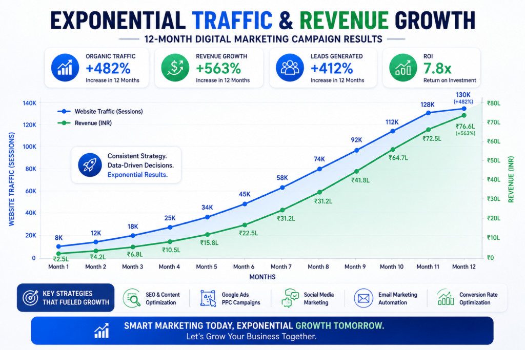 12-Month Traffic & Revenue Growth | 18 Media Digital