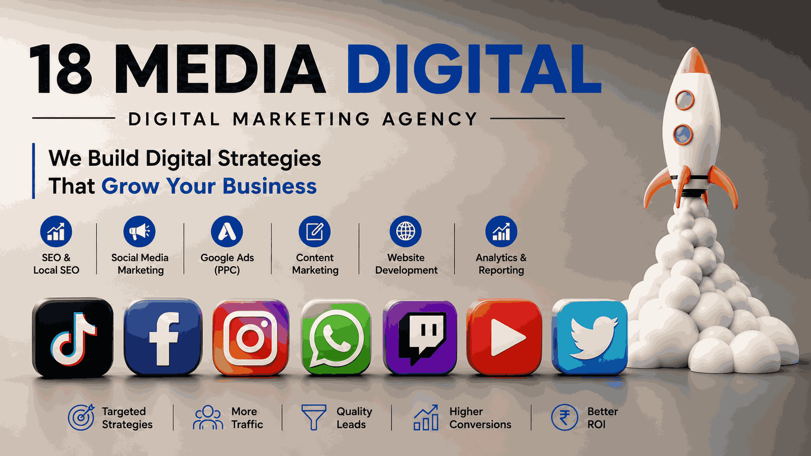 18 Media Digital digital marketing agency with SEO, Google Ads and social media services