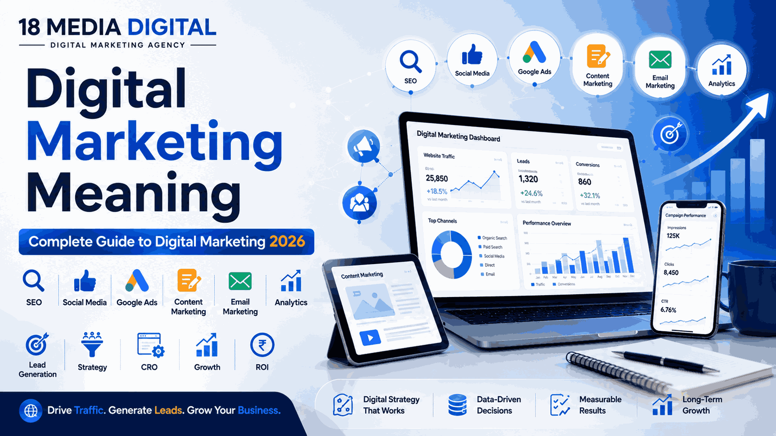 Digital Marketing Meaning complete guide for 2026 by 18 Media Digital Digital Marketing Agency